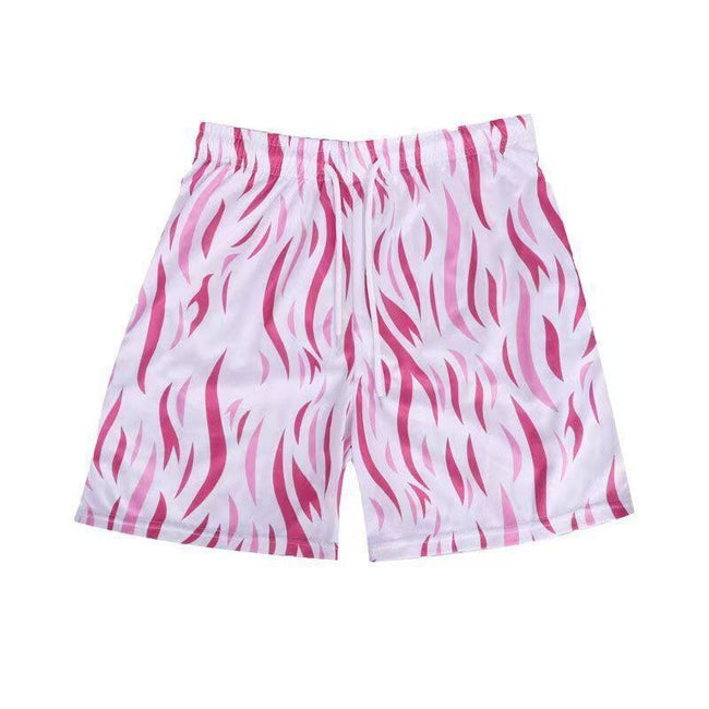 White and Pink Abstract Animal Print Athletic Shorts Hover Image