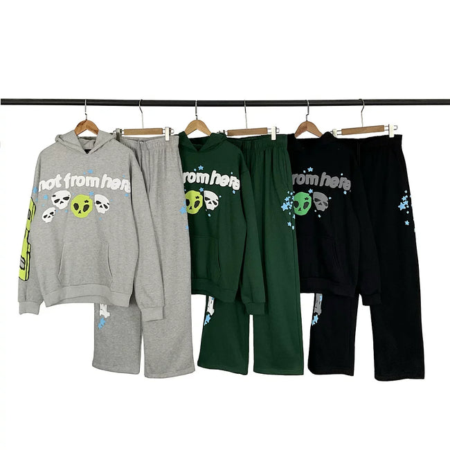 Broken Planet Not From Here Alien Skull Tracksuit Set - 3 Colors Available Hover Image