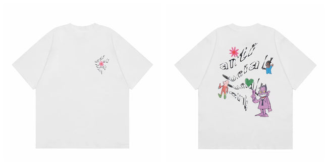 ASSC short sleeved American high street hip-hop fashion brand summer unisex loose cotton casual couple letter T-shirt (32) Hover Image