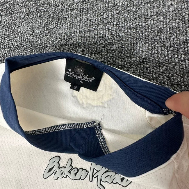 Broken Planet #22 Color Block Mesh Baseball Jersey - White Navy Main Image