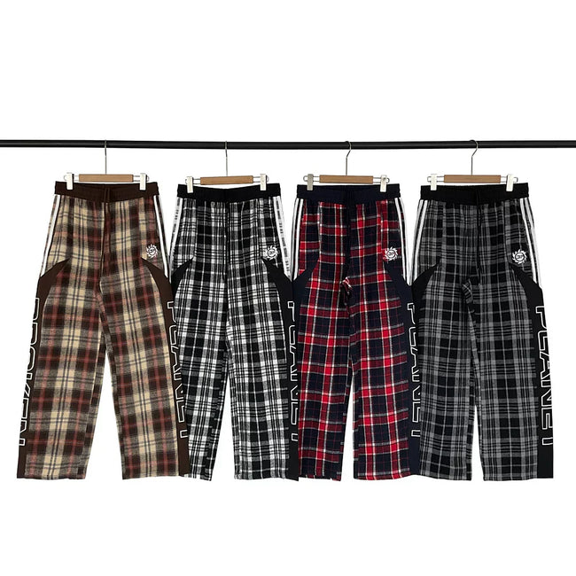 Broken Planet Side Stripe Plaid Wide Leg Pants‑3 Colors Main Image