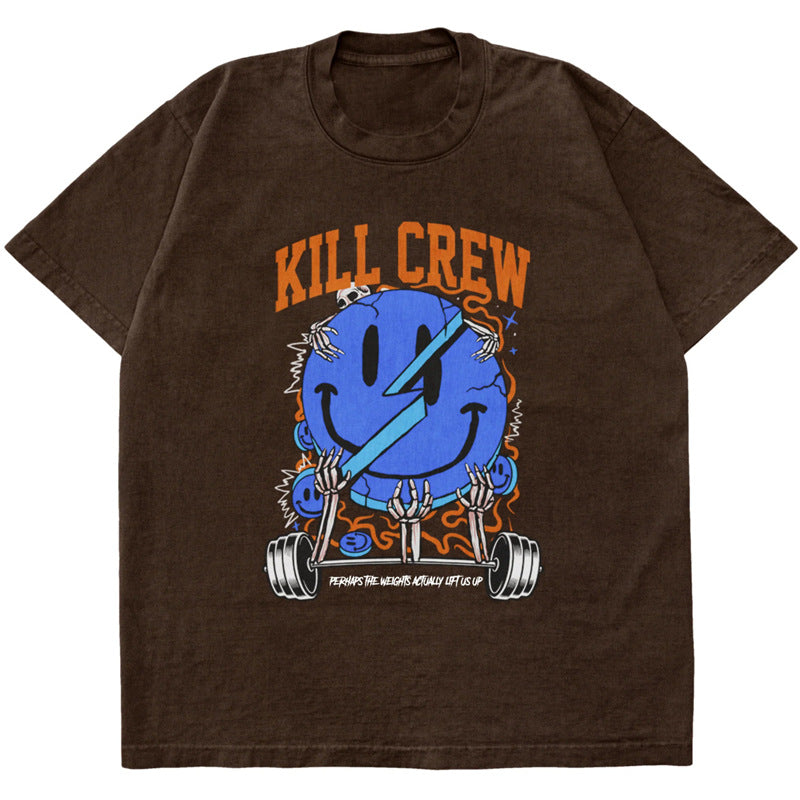 Killcrew Smiley Face Graphic Brown T-Shirt
