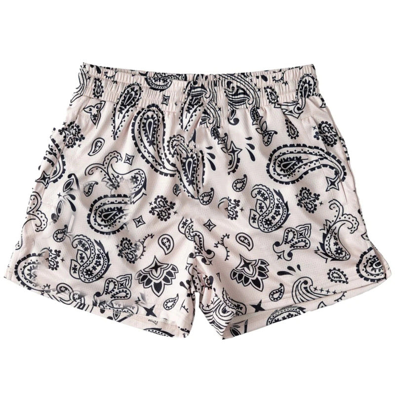 Killcrew Cream and Black Paisley Mesh Shorts
