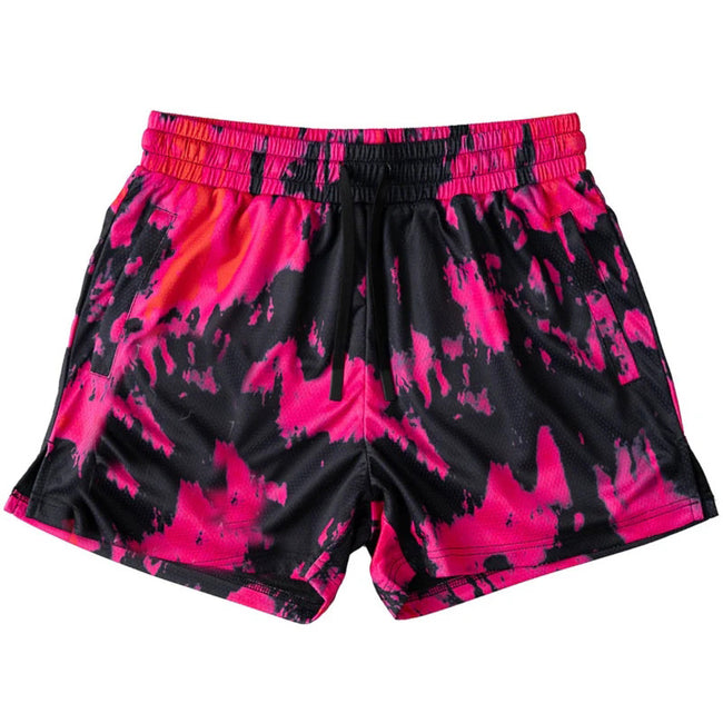 Killcrew Black and Pink Tie-Dye Mesh Shorts Hover Image