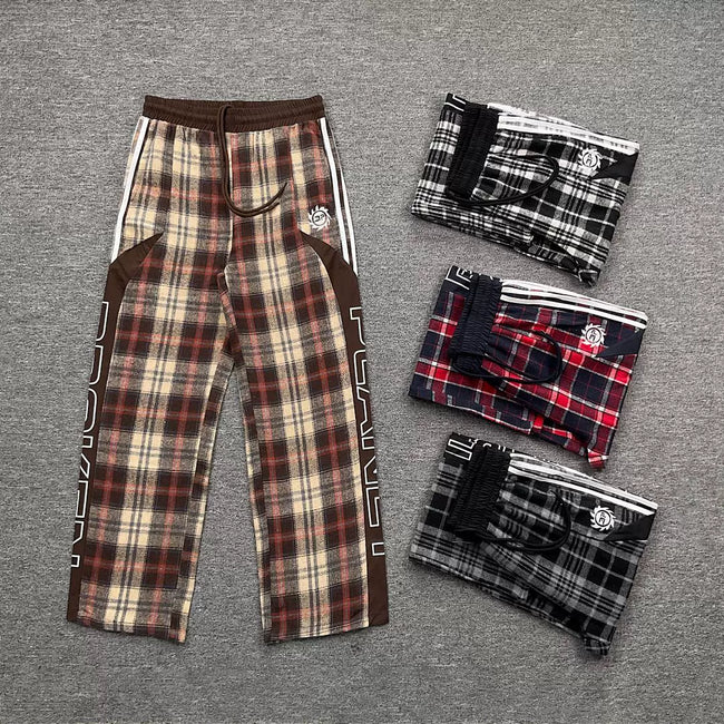 Broken Planet Side Stripe Plaid Wide Leg Pants‑3 Colors Hover Image
