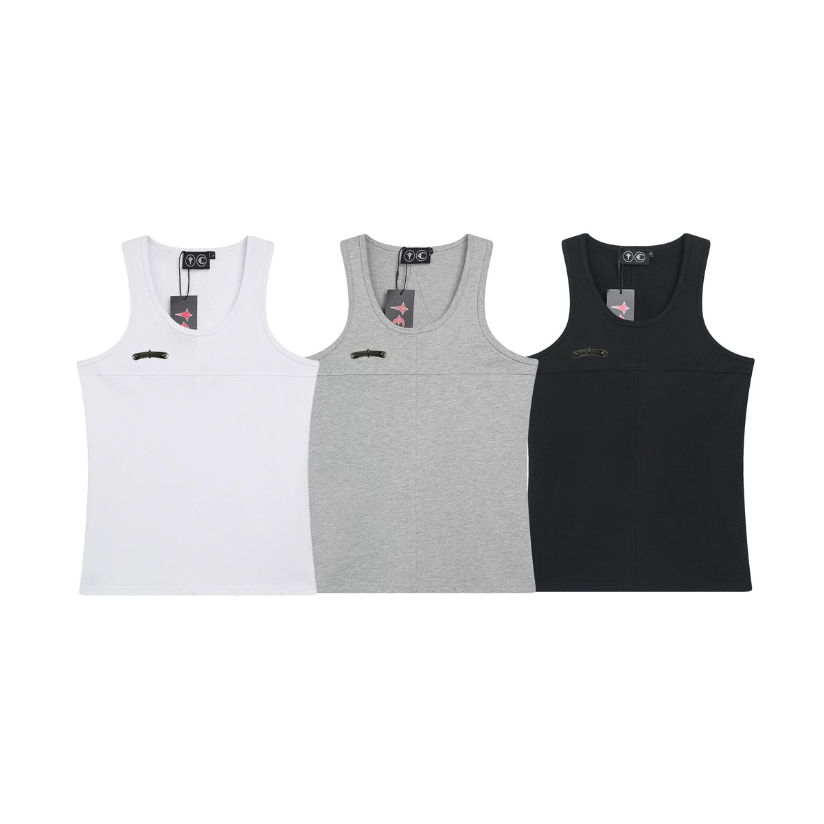 Thug Club Metal Buckle U-Neck Tank Top, Y2K Gothic Sleeveless Vest