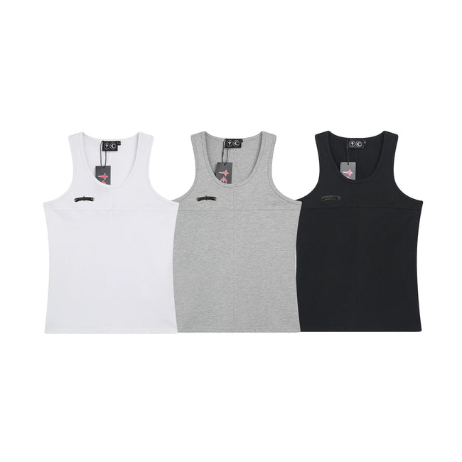Thug Club Metal Buckle U-Neck Tank Top, Y2K Gothic Sleeveless Vest Main Image