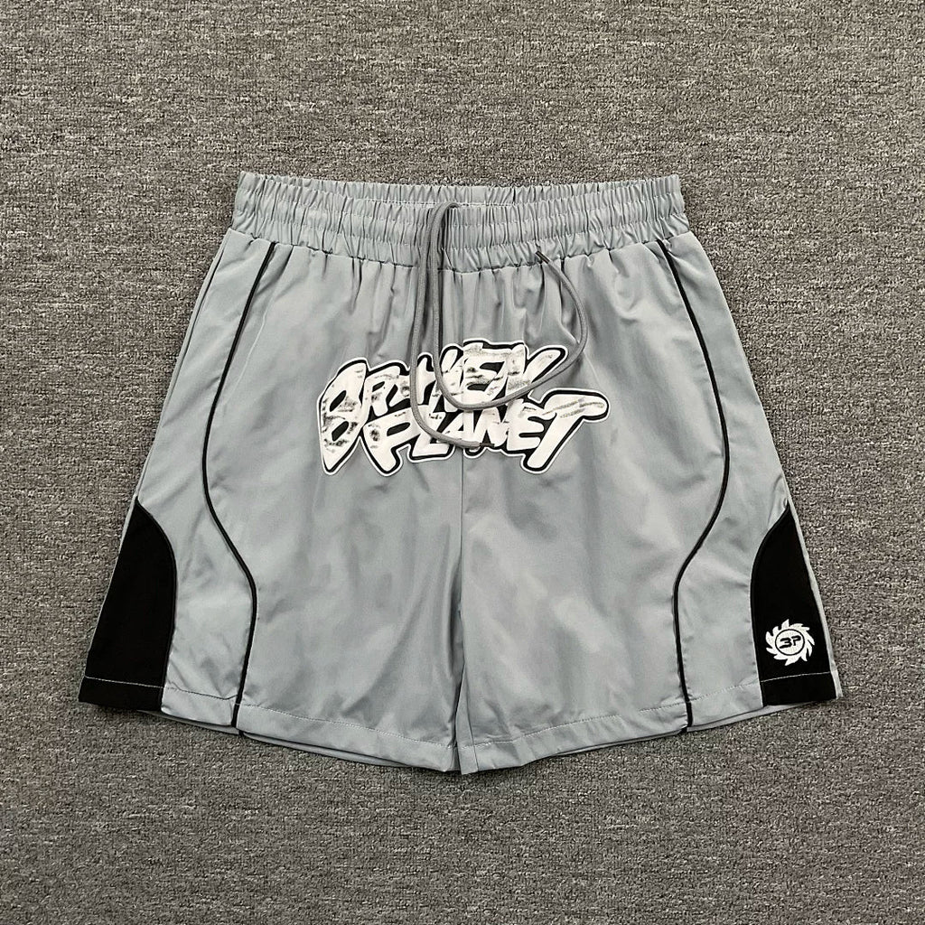Broken Planet Curved Seam Graffiti Basketball Shorts‑4 Colors