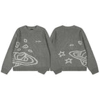 Broken Planet Planet Star Jacquard Crewneck Knit Sweater - Grey