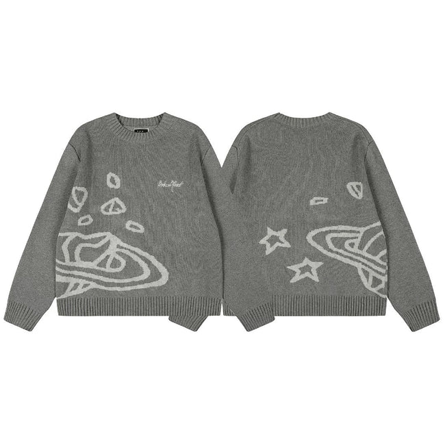 Broken Planet Planet Star Jacquard Crewneck Knit Sweater - Grey Hover Image