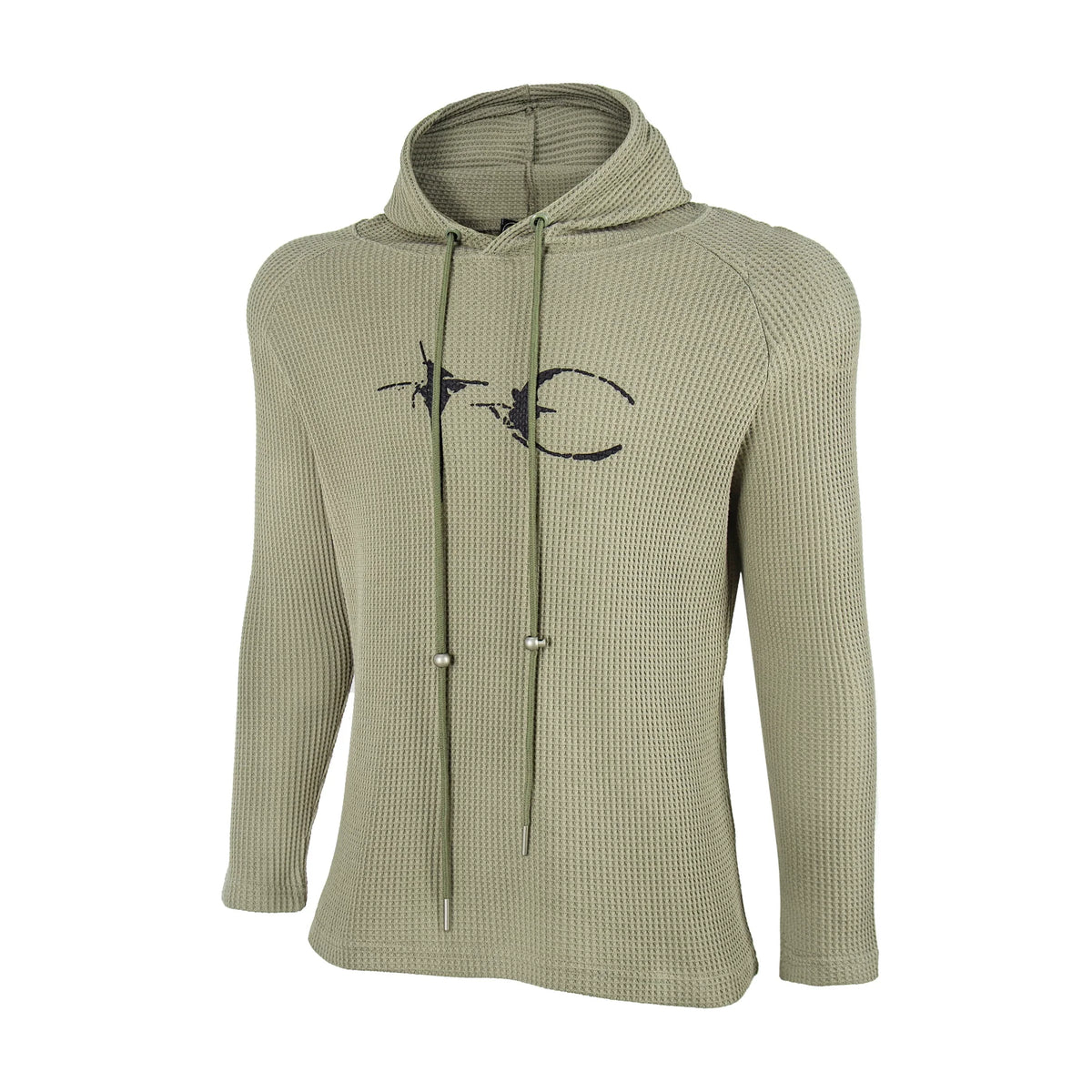 Thug Club TC Logo Waffle Knit Slim Fit Hoodie, Y2K Gothic Long Sleeve Hooded Top