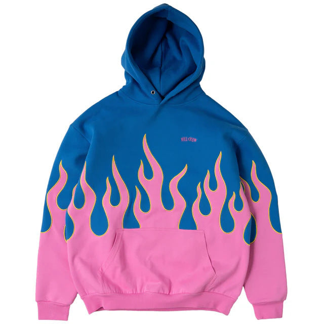Killcrew Flame Graphic Blue and Pink Hoodie