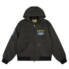 Broken Planet Patched Hooded Work Bomber Jacket - Dark Grey
