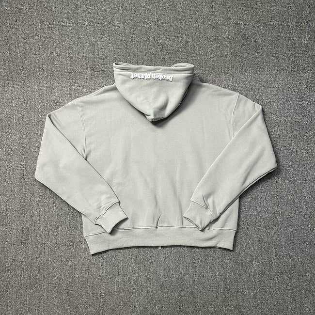 Broken Planet Cracked Planet Zip Hoodie - Smoke Grey Main Image