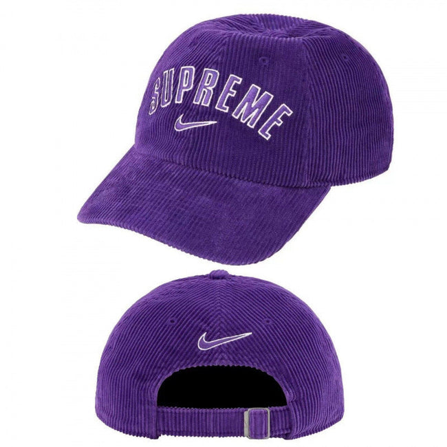 Supreme / Nike Purple Corduroy 6-Panel Arch Logo Hat Hover Image