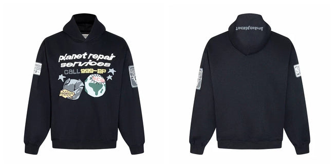 Broken Planet Planet Repair Services Black Oversized Hoodie Hover Image