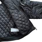 Thug Club Ruched Back MA1 Bomber Jacket, Y2K Gothic Multi-Pocket Flight Coat