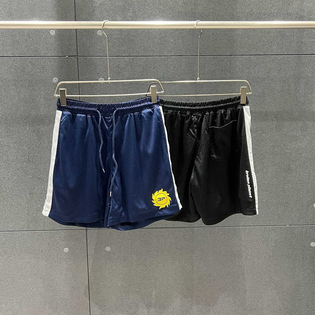 Broken Planet Sun Logo Side Stripe Mesh Shorts‑2 Colors
