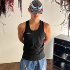 Thug Club Metal Buckle U-Neck Tank Top, Y2K Gothic Sleeveless Vest