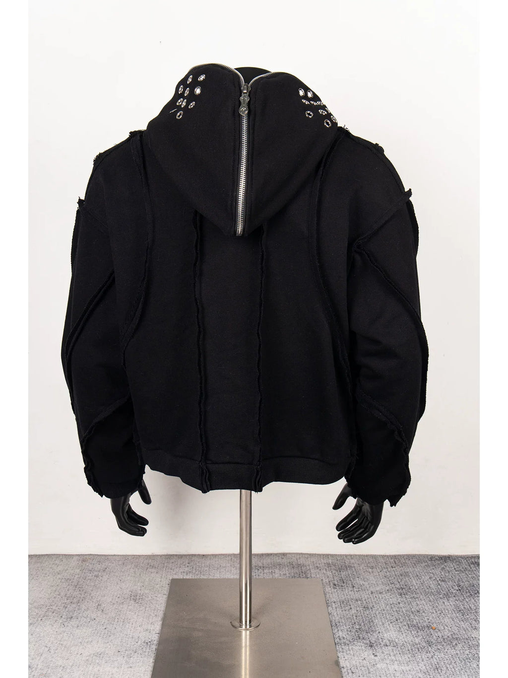 Thug Club Black Raw Seam Zip-Up Cropped Hoodie, Unisex