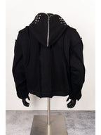 Thug Club Black Raw Seam Zip-Up Cropped Hoodie, Unisex