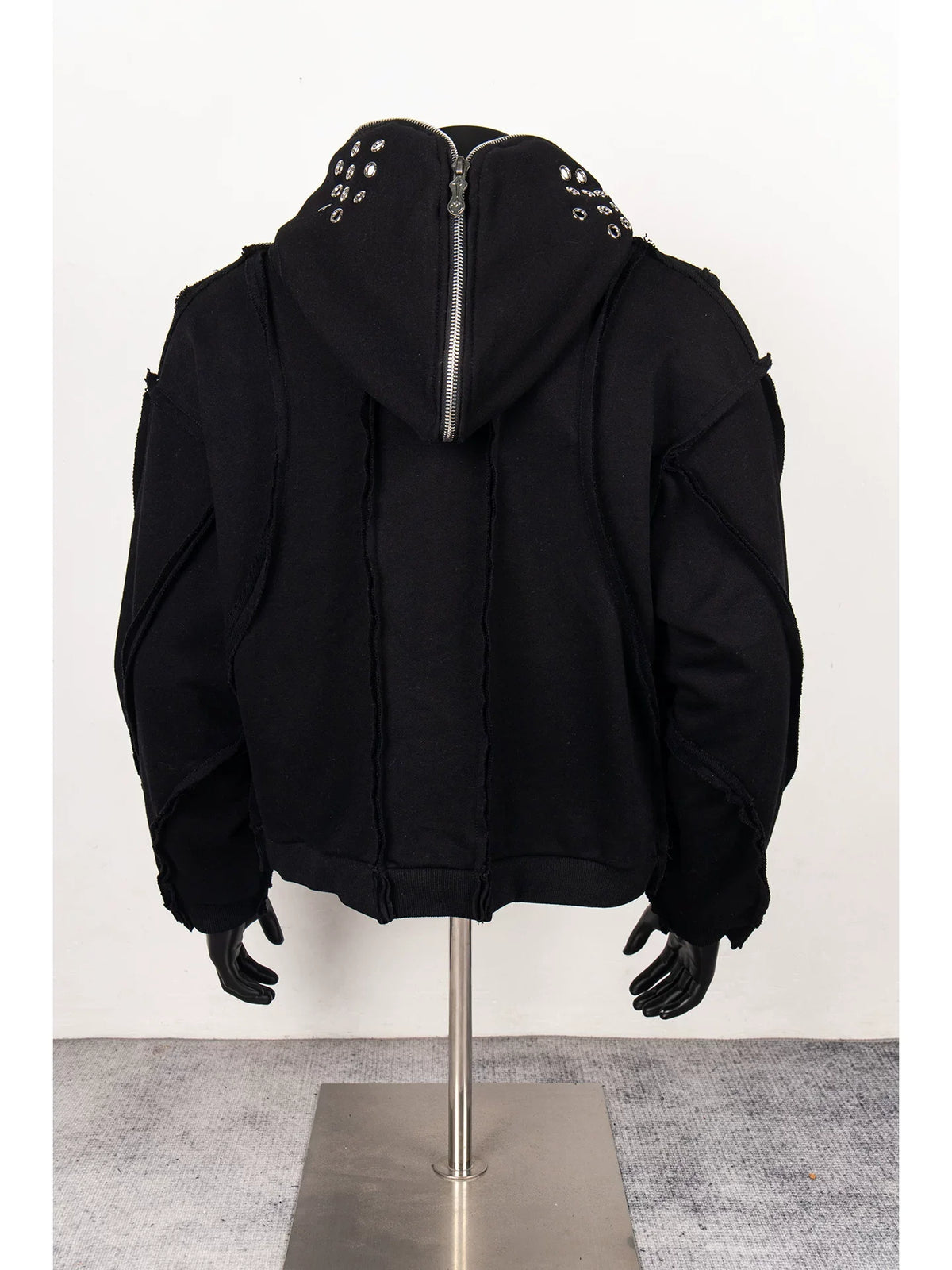 Thug Club Black Raw Seam Zip-Up Cropped Hoodie, Unisex