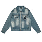 Broken Planet Flame BP Logo Washed Zip Denim Jacket