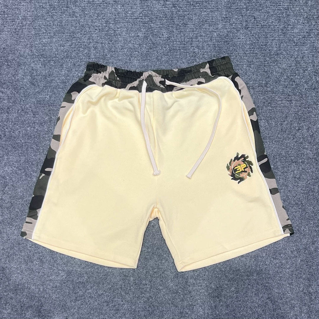 Broken Planet Camo Trim Embroidered Sweat Shorts‑3 Colors