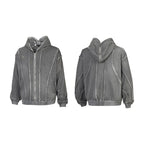 Thug Club Vintage Grey Washed Raw Seam Zip Hoodie, Unisex