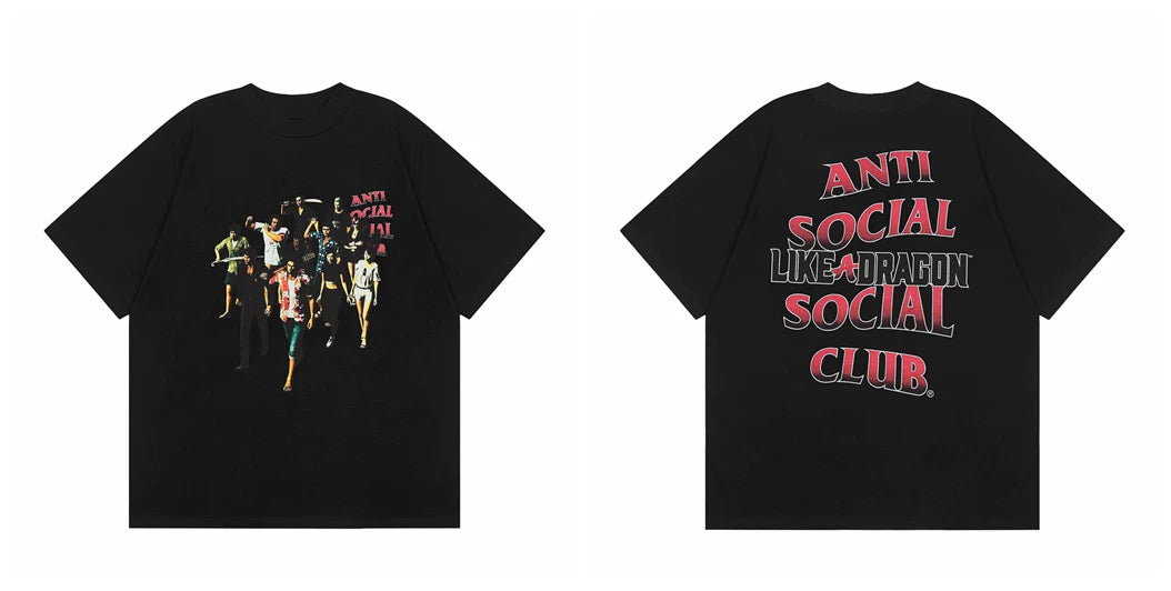 Anti Social Social Club Black Tee – Crowd Print Red Text