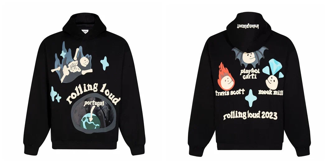 Broken Planet x Rolling Loud 2023 Black Oversized Graphic Hoodie