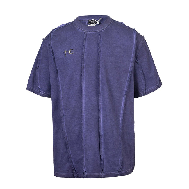 Thug Club Vintage Washed Purple Metal Logo Raw Seam Oversized T-Shirt, Unisex Hover Image