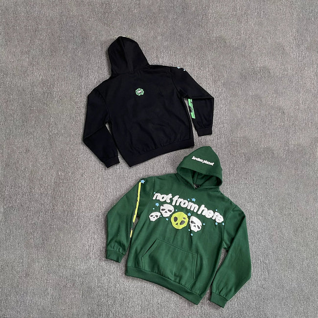 Broken Planet Not From Here Alien Skull Hoodie‑3 Colors Hover Image