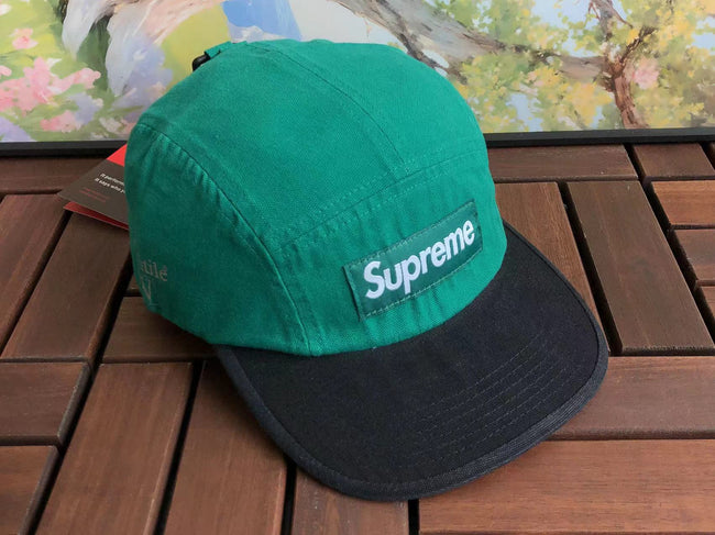 Supreme Green and Black Two-Tone Canvas Box Logo 5-Panel Camp Cap Hover Image