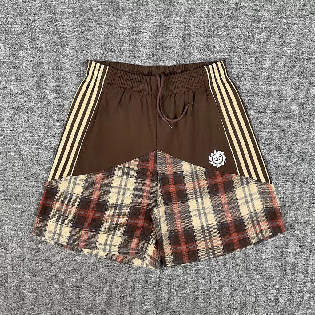Broken Planet Multi‑Stripe Plaid Patchwork Shorts‑4 Colors