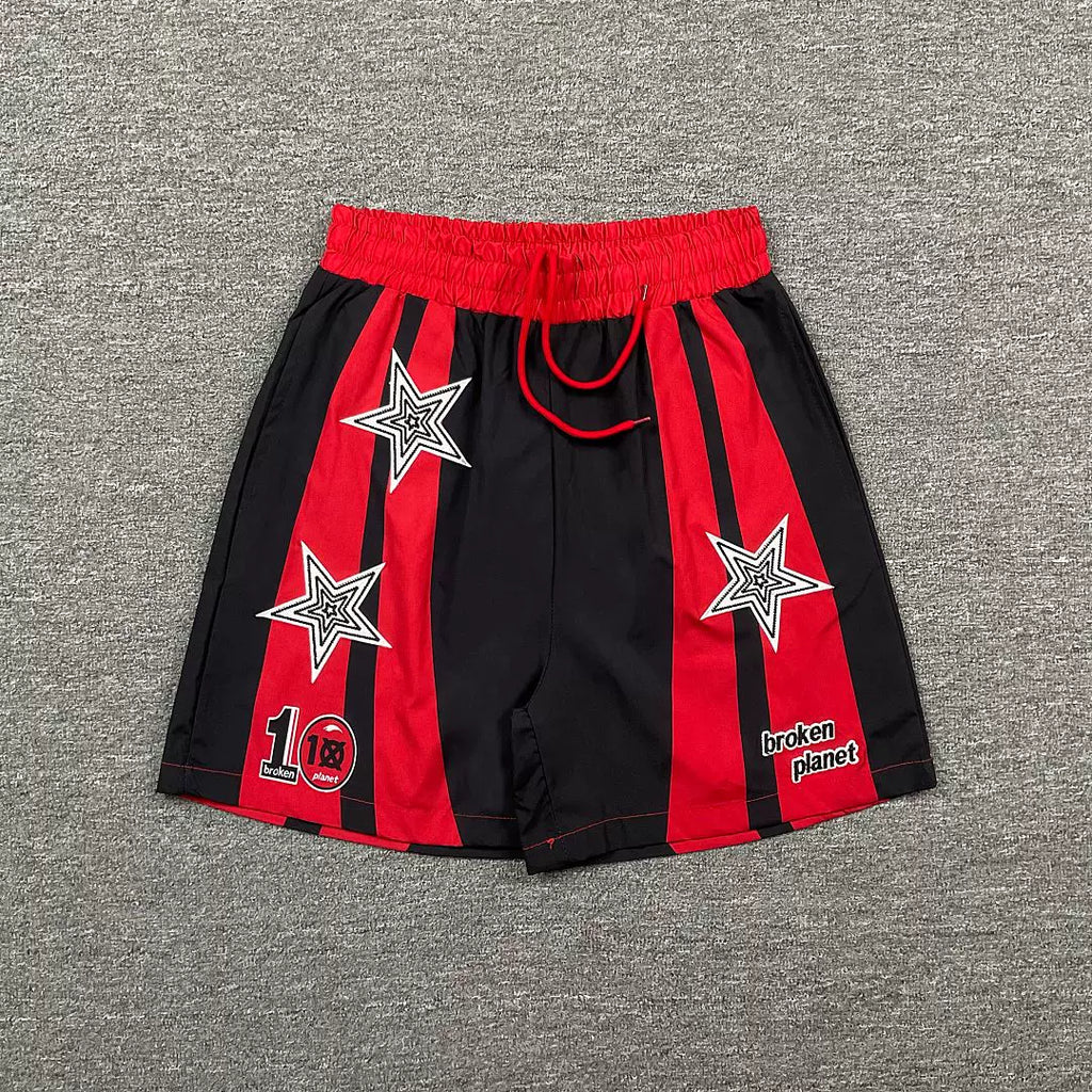 Broken Planet Star Graphic Vertical Stripe Basketball Shorts (4 Colors)