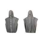 Thug Club Grey Raw Fringe Hooded Zip Vest, Unisex