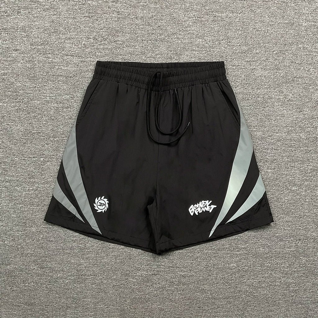 Broken Planet Angular Panel Graffiti Sport Shorts‑4 Colors