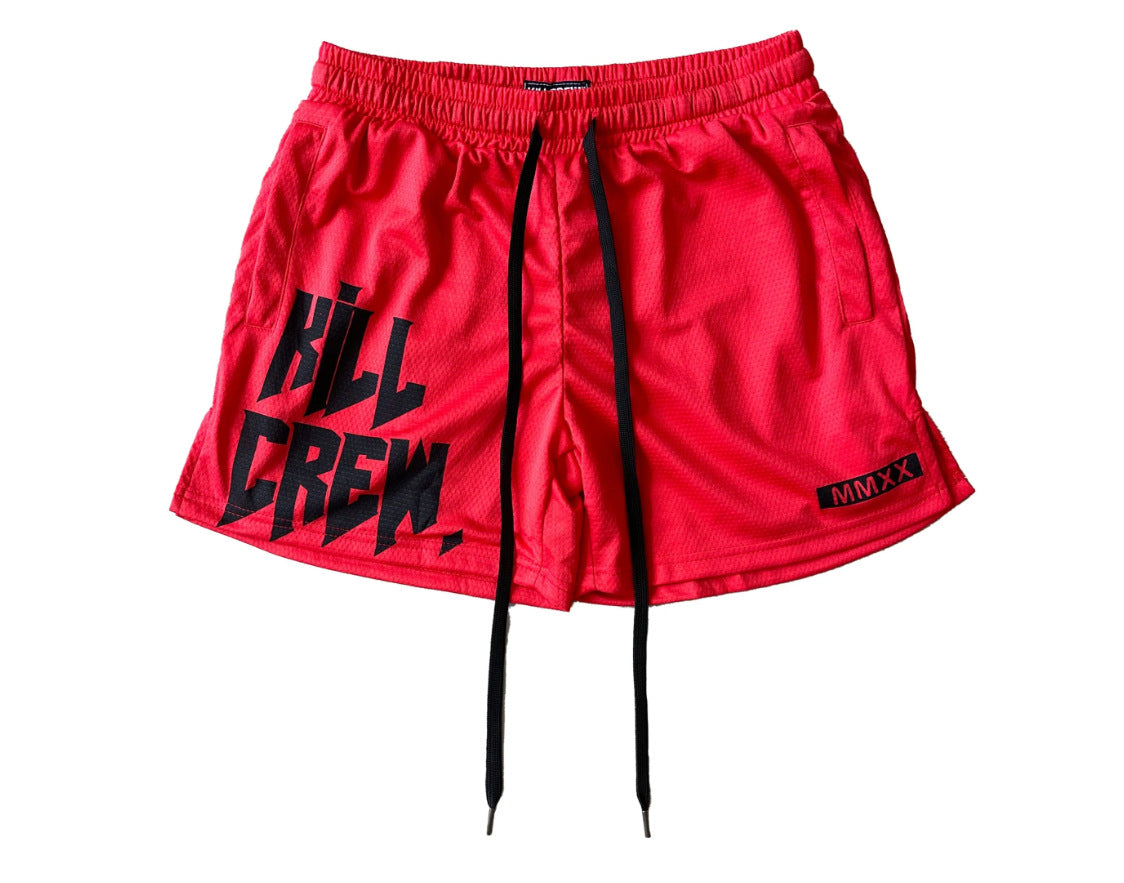 Killcrew Logo Graphic Red and Black Mesh Shorts