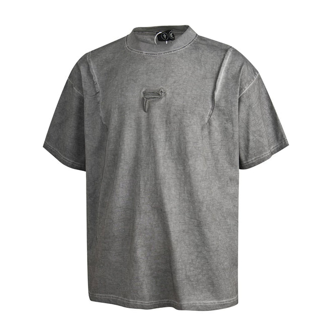 Thug Club Vintage Washed Grey Embossed Logo Oversized T-Shirt, Unisex Hover Image