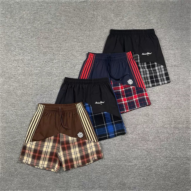 Broken Planet Multi‑Stripe Plaid Patchwork Shorts‑4 Colors Main Image
