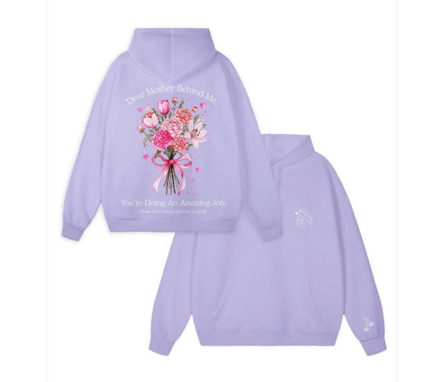 Purple "Dear Mother Behind Me" Quote Hoodie