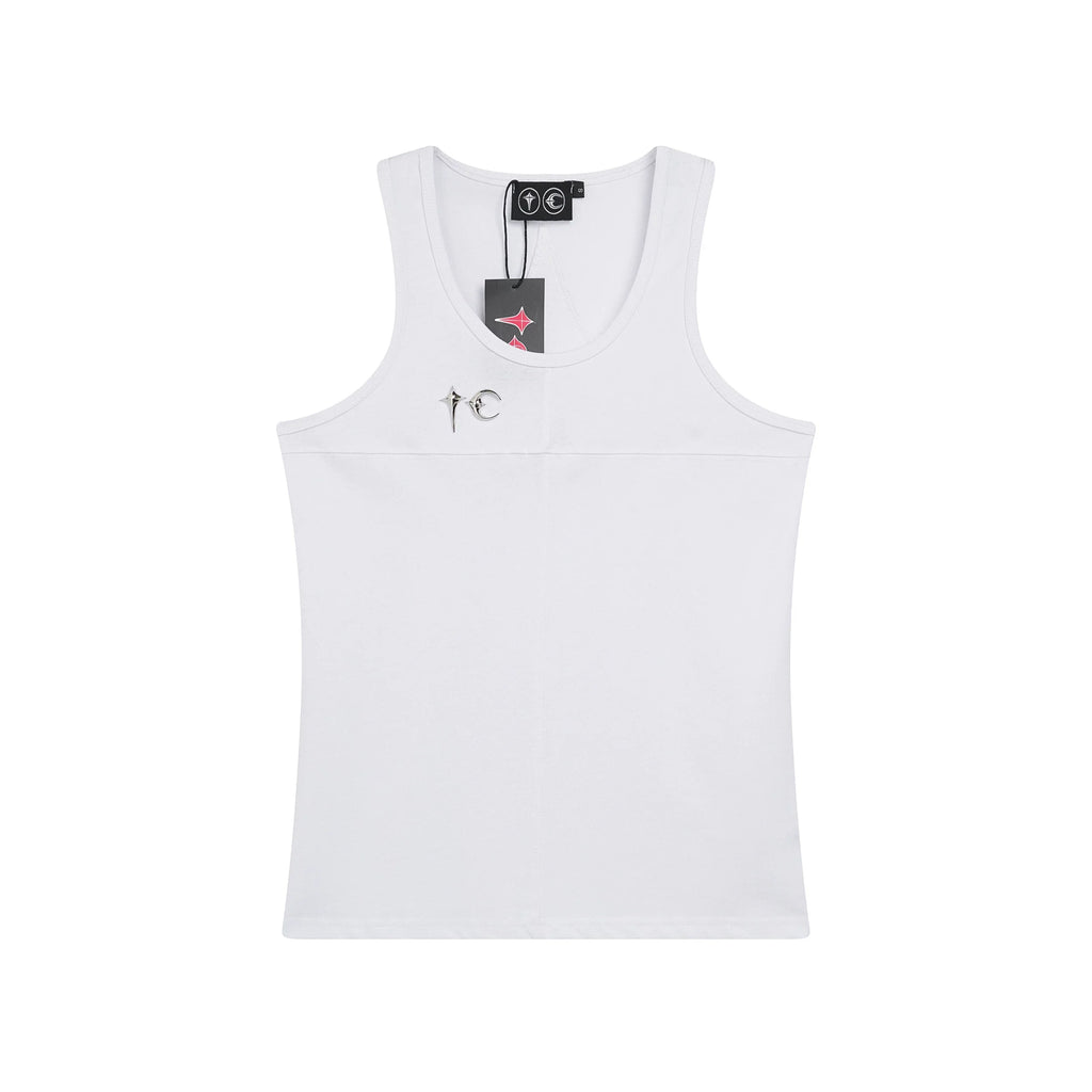 Thug Club Metal TC Logo U-neck Tank Top, Y2K Gothic Sleeveless Vest