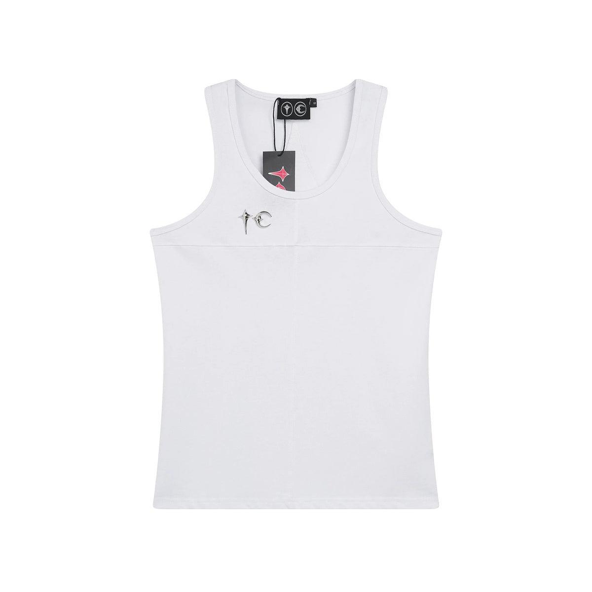 Thug Club Metal TC Logo U-neck Tank Top, Y2K Gothic Sleeveless Vest