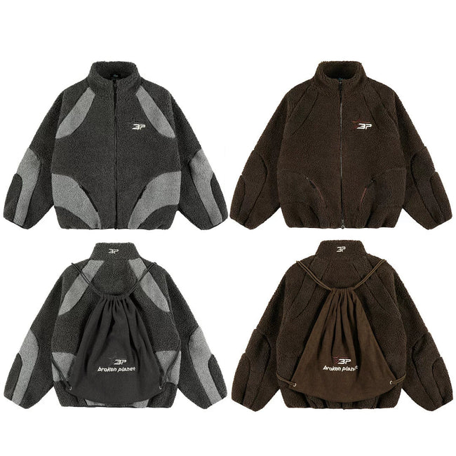 Broken Planet Sherpa Fleece Zip Jacket with Back Bag - 2 Colors Available Hover Image