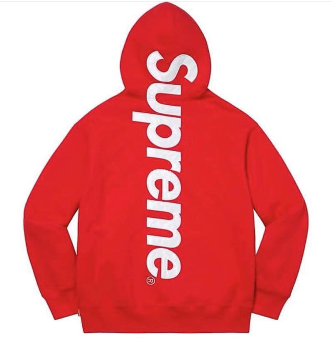 Supreme Vertical Logo Hooded Sweatshirt – Red / White Hover Image