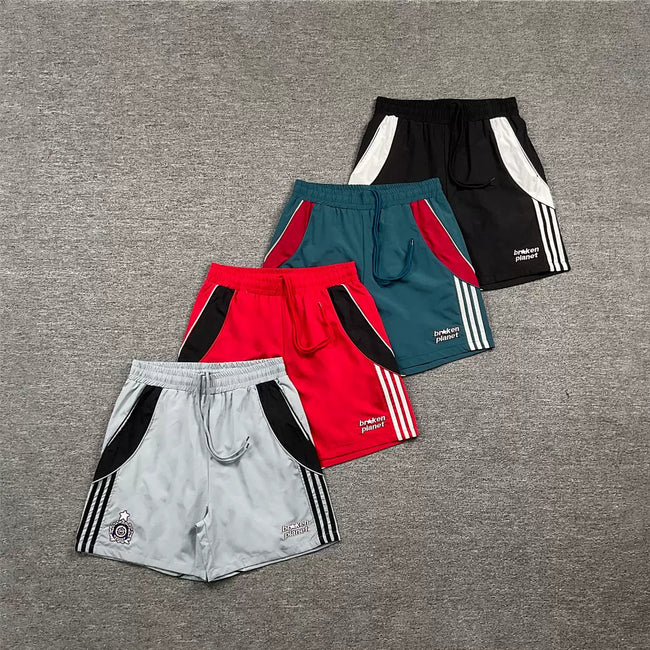 Broken Planet 3‑Stripe Retro Track Shorts (4 Colors) Hover Image