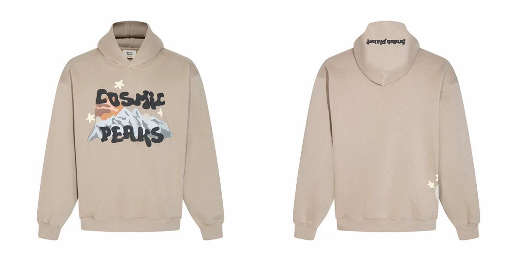 Broken Planet Cosmic Peaks Khaki Oversized Graphic Hoodie