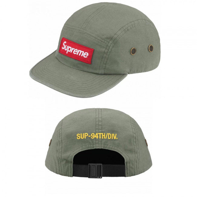 Supreme Olive 5-Panel Red Box Logo Camp Cap with SUP-94TH/DIV. Back Embroidery Hover Image