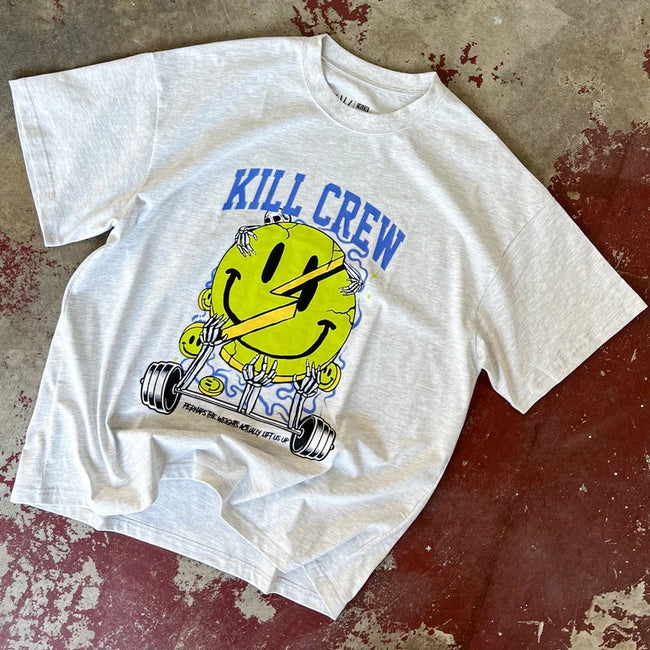 Killcrew Smiley Face Graphic Heather Grey T-Shirt Hover Image